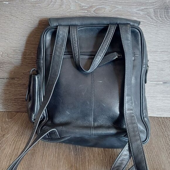 Vintage Tignanello Black Leather Backpack main image 8